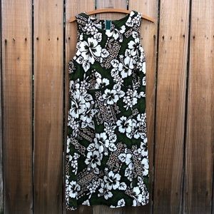 Vintage HiloHattie Hawaiian green floral pinup summer dress XL